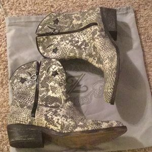 Women’s snake skin ankle boots